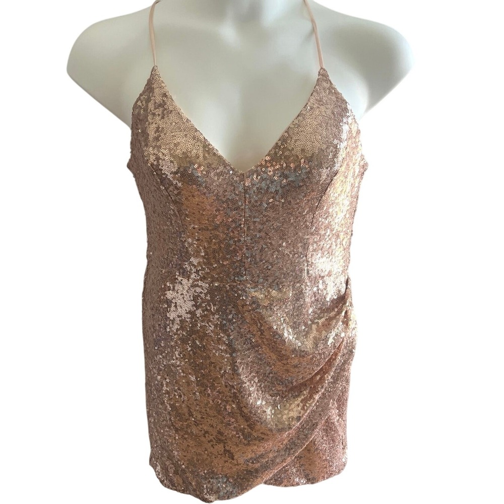 Rose Gold‎ Sequin Mini Dress 13/14 Sorority Rush Party Hoco Night Out Homecoming